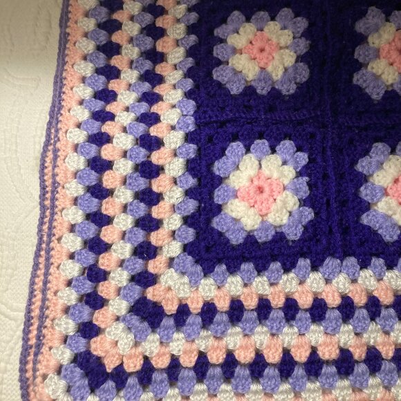 Super Cute Handmade 100% Crochet Blanket – Pink & Purple - Picture 3 of 4